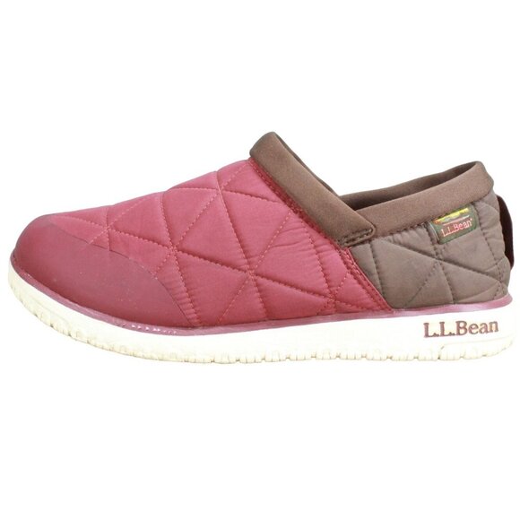 LL Bean Men's Red Brown Nylon Ultralight PrimaLoft Slip-on Slippers Size 11 M - Picture 1 of 9